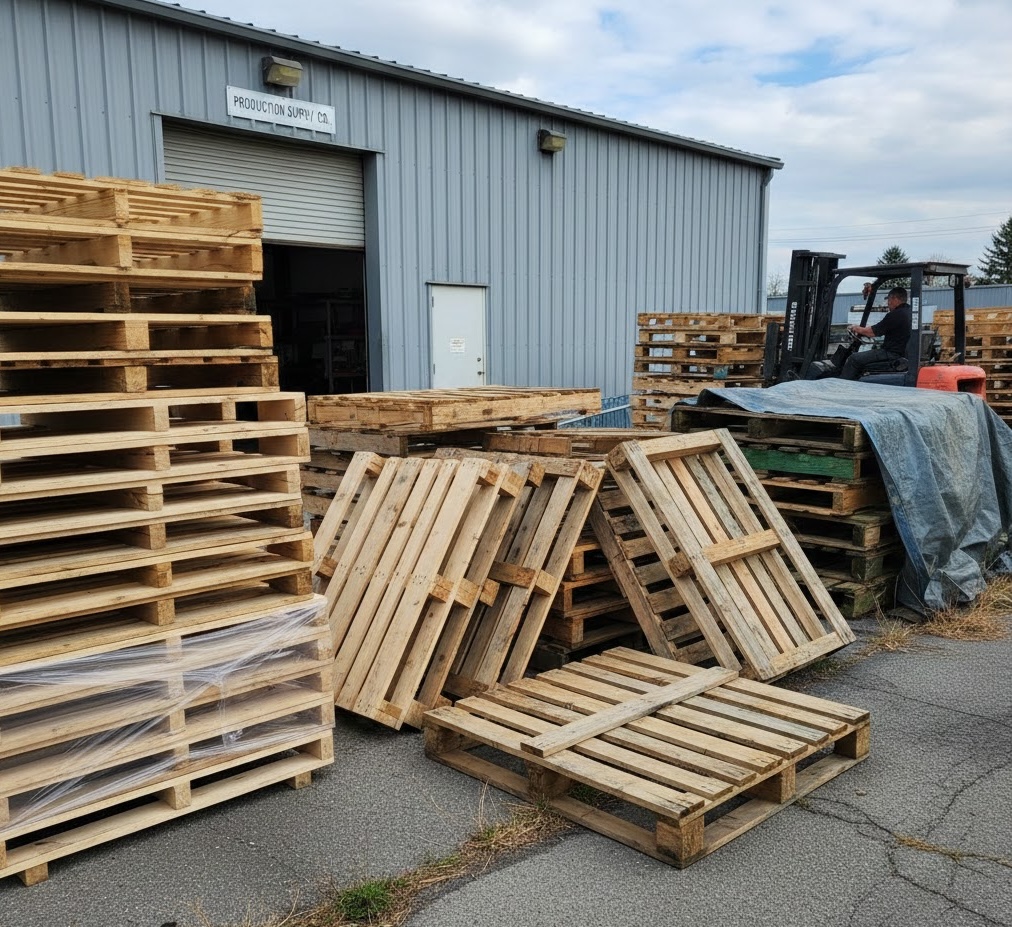 Pallets organized for various industry applications